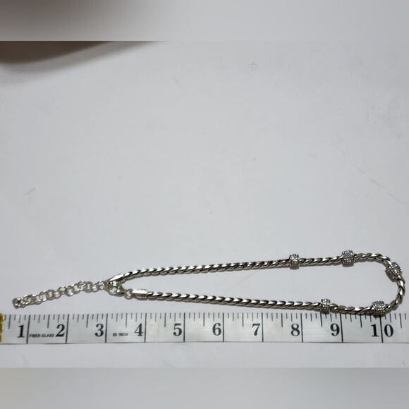 Brighton Meridian Silver Plated Braided Twist‎ Barrel Crystal Accent Necklace - Picture 3 of 5